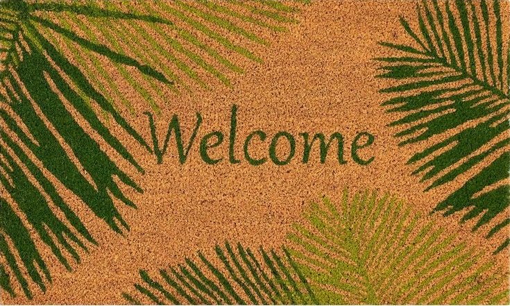 Green Palm Welcome Coir Mat